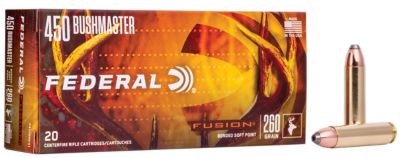 Federal Fusion .450 Bushmaster 260-Grain Bonded Soft Point Rifle Ammunition, 20 Rounds