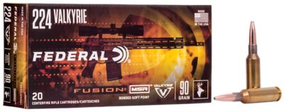 Federal Fusion MSR .224 Valkyrie 90-Grain Bonded Soft Point Rifle Ammunition, 20 Rounds