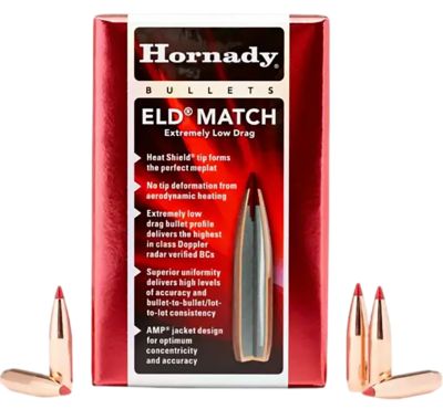 Hornady ELD Match .25 Caliber 134-Grain Extremely Low Drag-Match Reloading Rifle Bullets, 100 Rounds