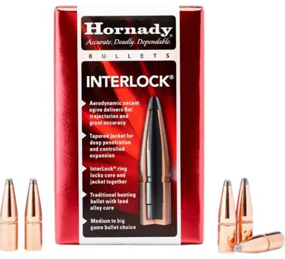 Hornady InterLock .30 Caliber 170-Grain Flat Point Reloading Rifle Bullets, 100 Rounds