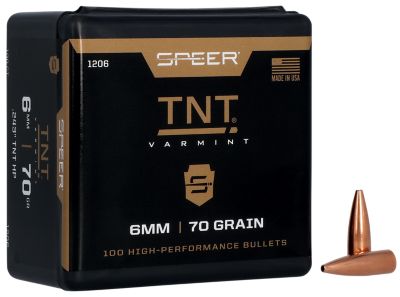 Speer Ammo TNT 6mm 70-Grain Jacketed Hollow Point Reloading Rifle Bullets, 100 Rounds