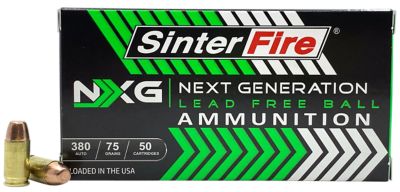 SinterFire Next Generation (NXG) .380 ACP 75-Grain Lead Free Ball Handgun Ammunition, 50 Rounds