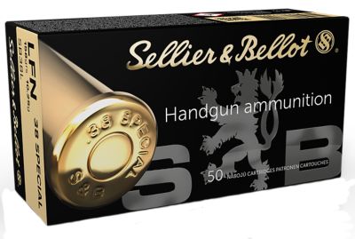 Sellier & Bellot .38 Special 158-Grain Lead Flat Nose Handgun Ammunition, 50 Rounds