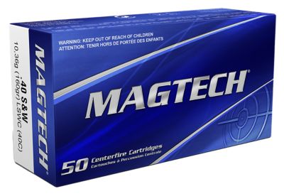Magtech Range/Training .40 S&W 160-Grain Lead Semi Wadcutter Handgun Ammunition, 50 Rounds