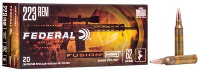 Federal Fusion MSR .223 Remington 62-Grain Bonded Soft Point Rifle Ammunition, 20 Rounds
