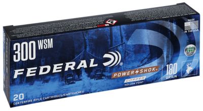 Federal Power-Shok .300 Win Short Mag 180-Grain Copper Hollow Point Rifle Ammunition, 20 Rounds