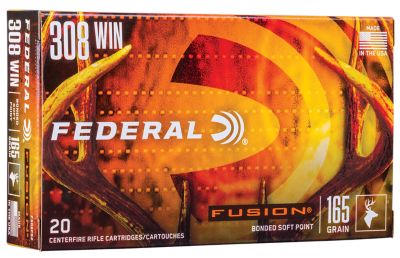 Federal Fusion .308 Win 165-Grain Bonded Soft Point Rifle Ammunition, 20 Rounds