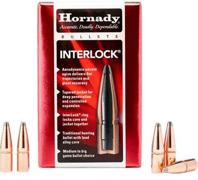 Hornady InterLock .30 Caliber 165-Grain Soft Point Reloading Rifle Bullets, 100 Rounds