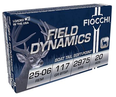 Fiocchi Field Dynamics .25-06 Remington 117-Grain Pointed Soft Point Rifle Ammunition, 20 Rounds