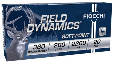 Fiocchi Field Dynamics .360 Buckhammer 200-Grain Soft Point Rifle Ammunition, 20 Rounds