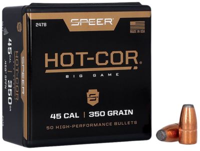 Speer Ammo Hot-Cor .45 Caliber 350-Grain Soft Point Flat Nose Reloading Rifle Bullets, 50 Rounds