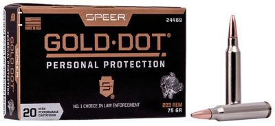 Speer Ammo Gold Dot Personal Protection .223 Remington 75-Grain Soft Point Rifle Ammunition, 20 Rounds