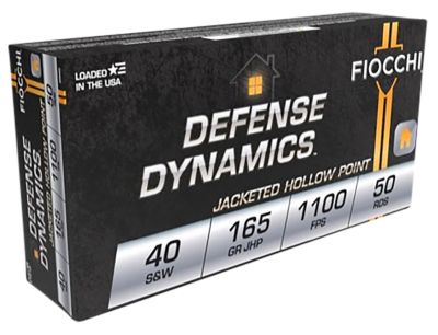 Fiocchi Defense Dynamics .40 S&W 165-Grain Jacketed Hollow Point Handgun Ammunition, 50 Rounds