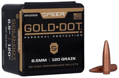 Speer Ammo Gold Dot .264 Caliber 120-Grain Bonded Soft Point Reloading Rifle Bullets, 50 Rounds