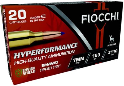 Fiocchi Hyperformance 7mm PRC 150-Grain Barnes Tipped TSX Rifle Ammunition, 20 Rounds