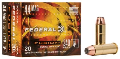 Federal Fusion Handgun .44 Magnum 240-Grain Fusion Soft Point Handgun Ammunition, 20 Rounds
