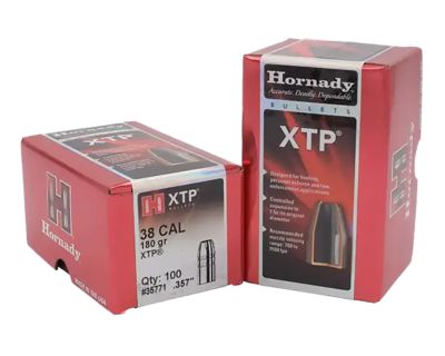 Hornady XTP .38 Caliber 180-Grain Reloading Rifle Bullets, 100 Rounds