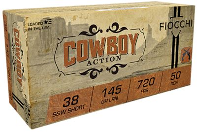 Fiocchi Cowboy Action .38 S&W Short 145-Grain Lead Round Nose Handgun Ammunition, 50 Rounds