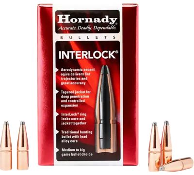 Hornady InterLock 8mm 150-Grain Soft Point Reloading Rifle Bullets, 100 Rounds