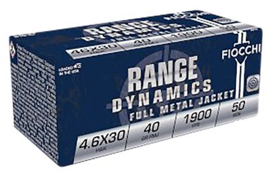 Fiocchi Range Dynamics 4.6x30mm 40-Grain Full Metal Jacket Rifle Ammunition, 50 Rounds