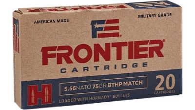 Frontier Cartridge Military Grade 5.56x45mm NATO 75-Grain Hollow Point Boat Tail Match Rifle Ammunition, 20 Rounds