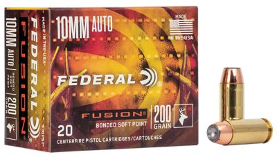 Federal Fusion Handgun 10mm Auto 200-Grain Fusion Soft Point Handgun Ammunition, 20 Rounds