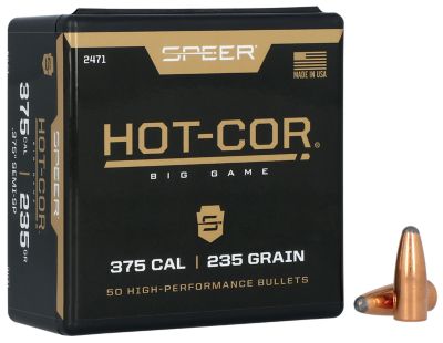 Speer Ammo Hot-Cor .375 Caliber 235-Grain Semi-Spitzer Soft Point Reloading Rifle Bullets, 50 Rounds