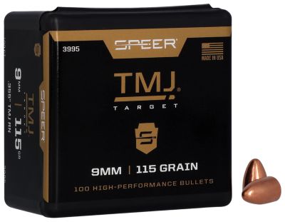 Speer Ammo 9mm 115-Grain Total Metal Jacket Reloading Rifle Bullets, 100 Rounds