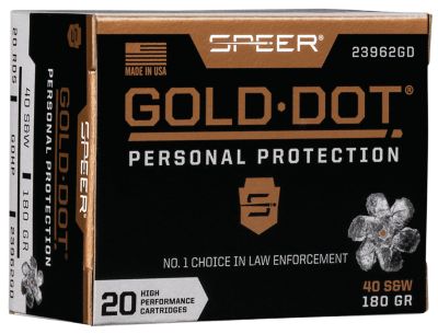 Speer Ammo Gold Dot Personal Protection .40 S&W 180-Grain Hollow Point Handgun Ammunition, 20 Rounds