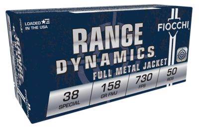 Fiocchi Range Dynamics .38 Special 158-Grain Full Metal Jacket Handgun Ammunition, 50 Rounds