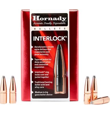 Hornady InterLock .32 Caliber 170-Grain Flat Point Reloading Rifle Bullets, 100 Rounds