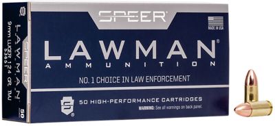 Speer Ammo Lawman 9mm Luger 124-Grain Total Metal Jacket Handgun Ammunition, 50 Rounds