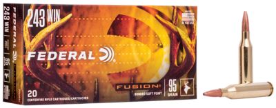 Federal Fusion .243 Win 95-Grain Bonded Soft Point Rifle Ammunition, 20 Rounds