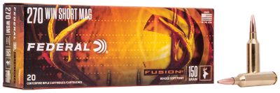 Federal Fusion .270 Win Short Mag 150-Grain Bonded Soft Point Rifle Ammunition, 20 Rounds