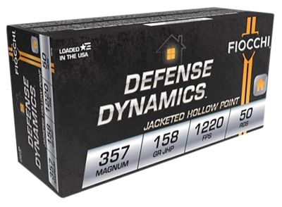 Fiocchi Defense Dynamics .357 Magnum 158-Grain Jacketed Hollow Point Handgun Ammunition, 50 Rounds