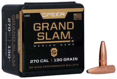 Speer Ammo Grand Slam .270 Caliber 130-Grain Soft Point Reloading Rifle Bullets, 50 Rounds