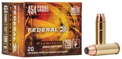 Federal Fusion Handgun .454 Casull 260-Grain Fusion Soft Point Handgun Ammunition, 20 Rounds