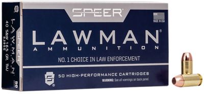 Speer Ammo Lawman .40 S&W 165-Grain Total Metal Jacket Flat Nose Handgun Ammunition, 50 Rounds