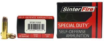 SinterFire Special Duty (SD) .38 Special 110-Grain Lead Free Frangible Hollow Point Handgun Ammunition, 20 Rounds