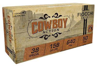 Fiocchi Cowboy Action .38 Special 158-Grain Lead Flat Point Handgun Ammunition, 50 Rounds
