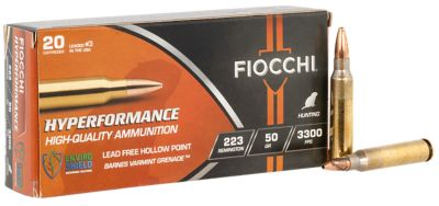 Fiocchi Hyperformance .223 Remington 50-Grain Rifle Ammunition, 20 Rounds