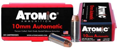 Atomic Ammunition Precision Craft 10mm Auto 180-Grain Bonded Match Hollow Point Handgun Ammunition, 50 Rounds