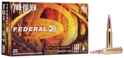 Federal Fusion 7mm-08 Remington 140-Grain Bonded Soft Point Rifle Ammunition, 20 Rounds