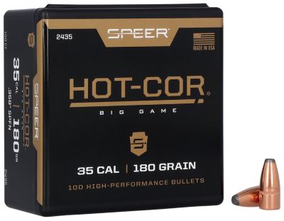 Speer Ammo Hot-Cor .35 Caliber 180-Grain Spitzer Soft Point Reloading Rifle Bullets, 100 Rounds