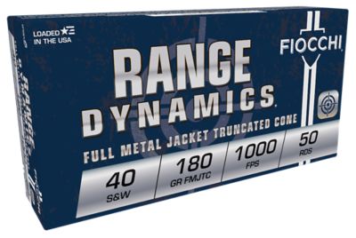 Fiocchi Range Dynamics .40 S&W 180-Grain Full Metal Jacket Truncated Cone Handgun Ammunition, 50 Rounds