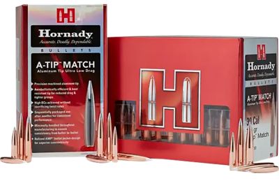 Hornady .375 Caliber 390-Grain A-Tip Match Reloading Rifle Bullets, 25 Rounds