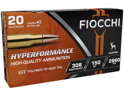 Fiocchi Hyperformance .308 Win 150-Grain Super Shock Tip Rifle Ammunition, 20 Rounds