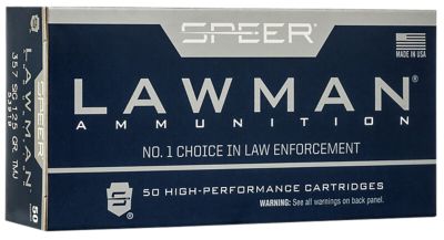 Speer Ammo Lawman .357 Sig 125-Grain Total Metal Jacket Flat Nose Handgun Ammunition, 50 Rounds