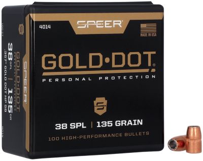 Speer Ammo Gold Dot Personal Protection .38 Special 135-Grain Hollow Point Reloading Rifle Bullets, 100 Rounds