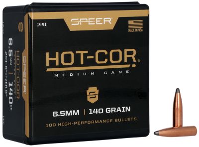 Speer Ammo Hot-Cor .264 Caliber 140-Grain Spitzer Soft Point Reloading Rifle Bullets, 100 Rounds